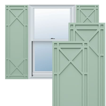 Ekena Millwork True Fit PVC Bungalow Fixed Mount Shutters, Seaglass, 18W x 59H, PR TFP001BG18X059SG