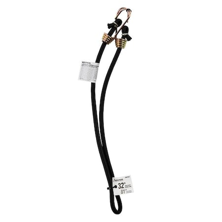 Keeper Heavy-Duty Bungee Cord, 32 in L, Rubber, Black, Hook End A06182Z