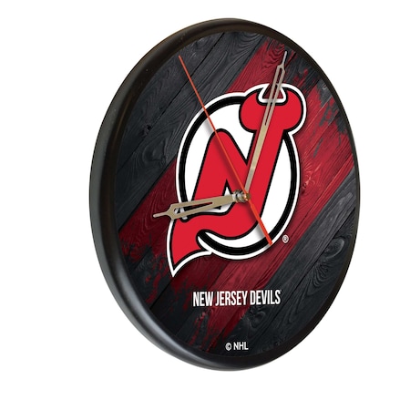 Holland Bar Stool Co New Jersey Devils 13" Solid Wood Clock WClkPBlkNJDevl