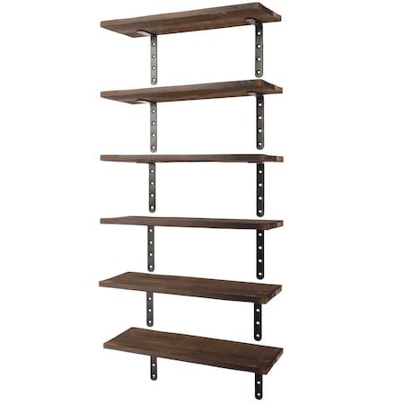 Lavish Home Floating Wood Shelves Set of 6 Shelves for Living Room, Kitchen, Bedroom, or Bathroom Decor 80-FLT-20