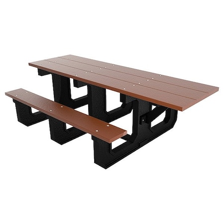 Ultrasite Rectangle Picnic Table, Brown, Vandal Resistant Resinwood, 90 in L, 29-3/4 in H Overall Plank PB 6BROPARKPADA