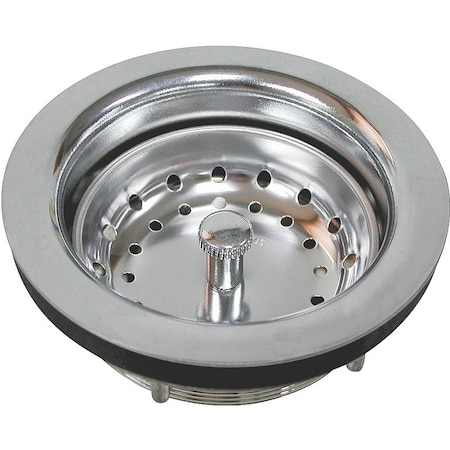 Prosource Basket Strainer, 3-1/2 in Dia, Chrome, For: 3-1/2 in Dia Opening Sink PMB-131
