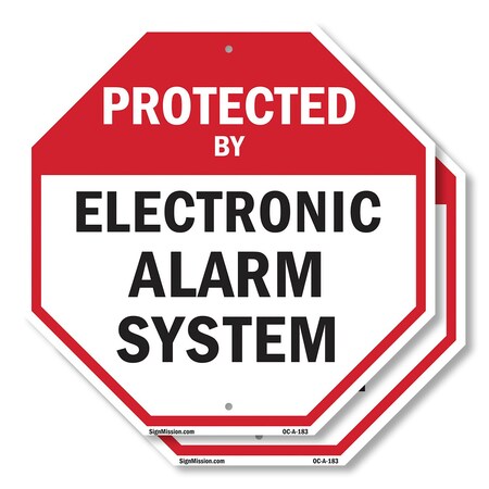 Signmission Protected By Electronic Alarm Syste, 10 inch X 10 inch, Aluminum Metal Signs, 2PK OC-A-2PACK-10-183