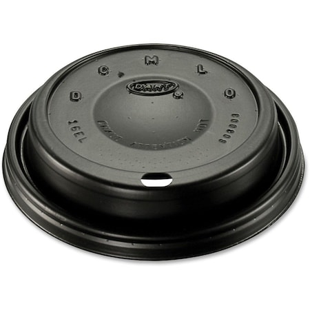 Dart Lid for 12 to 24 oz. Hot Cup, Dome, Sip Through, Black, Pk1000 16ELBLK