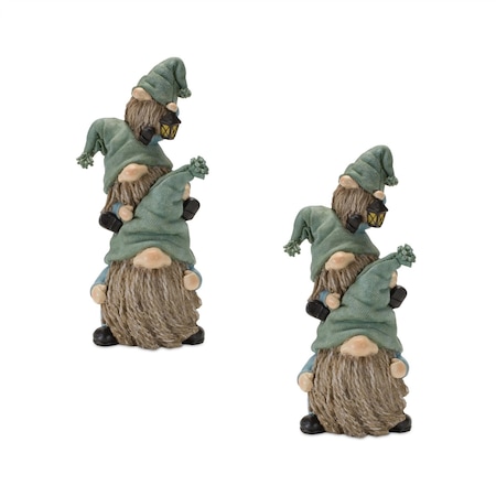 Homeroots Set of Two 11" Blue and Green Polyresin Christmas Figurine Tabletop Sculpture, 2PK 518087