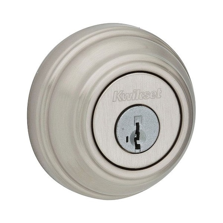 Kwikset Single Cylinder Deadbolt, 1" L Throw, Zinc 980-15-SMT-6AL-STRKP-K3