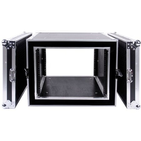 Deejay Led Fly Drive Case 8u Space Anti-Shock Mount Amplifier Case - 21-Inch Body Depth with Wheels TBH8UADSM21