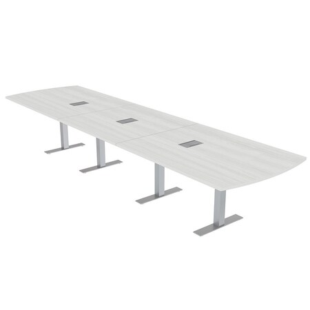 Skutchi Designs 16ft Arc Rectangle Conference Table With Power | Harmony Series | 16 Person Meeting Room Table HAR-AREC-48X192-T-WA7976-ESIL