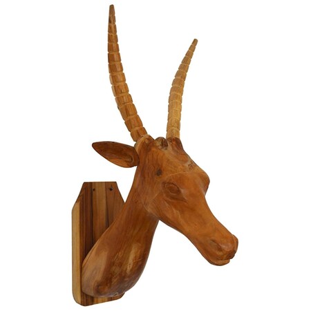 Homeroots 28" Brown Solid Wood Elk Head Hanging Dimensional Sculpture 401293