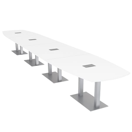 Skutchi Designs Arc Boat Conference Table, 45 in W, 264 in L, White HAR-ABOT-48x264-DOU-W960-ESIL