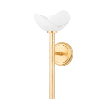 Hudson Valley Lighting Dawson 1 Light Wall Sconce 7.25 In. Gold Leaf/White Plaster 3000-GL/WP