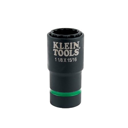 Klein Tools 2-in-1 Impact Socket, 12-Point, 1-1/8 and 15/16-Inch 66016
