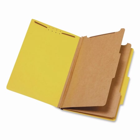 Pendaflex Pressboard Top Tab Folders, 2/5-Cut Tab, Expands 2.5", 2 Dividers, 6 Fasteners, Legal, Yellow, 10PK 29034P