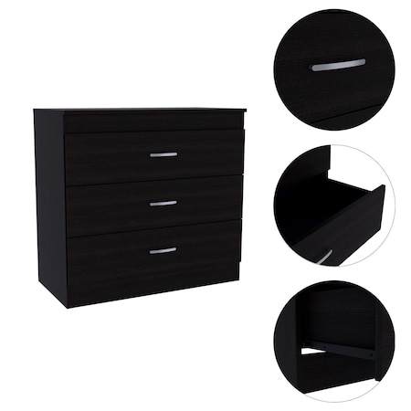 Homeroots 32" Black Three Drawer Dresser 544035