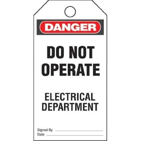 Panduit Safety Tag, Vinyl, 3in Width, 5.75in Height PVT-43