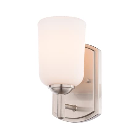 Vaxcel Laurelhurst 1-Light Wall Sconce, Satin Nickel, Frosted White Glass, 4.75-In. Wide W0574