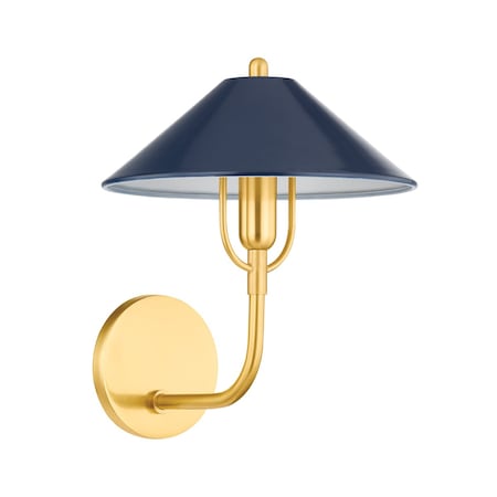 Mitzi Mariel 1 Light Wall Sconce 8 In. Aged Brass/Soft Navy H866101-AGB/SNY