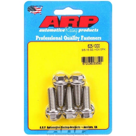 Arp 625-1000 0.38-16 x 1 in. 6-Point Stainless Steel Bolt Kit, 5 Piece ARP625-1000