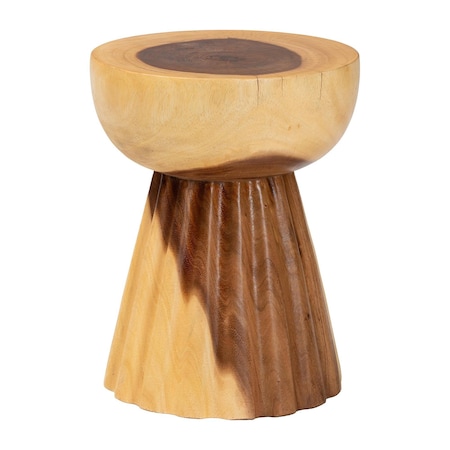 Bali & Pari Alara Hand-carved Suar Wood Side Table 259-14282-ZORO