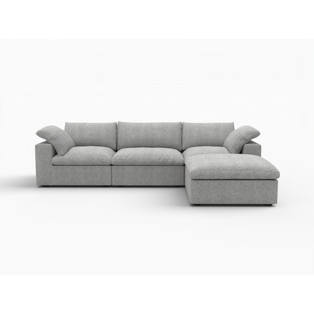 Homeroots 120" Light Gray Linen Blend Modular Sofa With Ottoman And Storage 714556