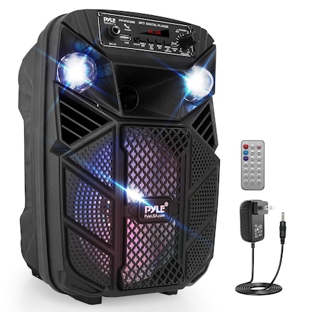 Pyle PyleBluetooth PA Speaker System - 300W, Rechargeable, 8 in Subwoofer, 1 in Tweeter, MP3/USB, Radio PPHP838B