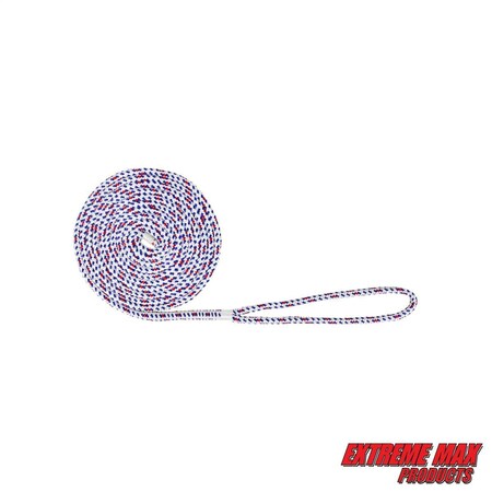 Extreme Max Extreme Max 3006.2621 BoatTector Double Braid Nylon Dock Line - 1/2" x 20', Old Glory 3006.2621