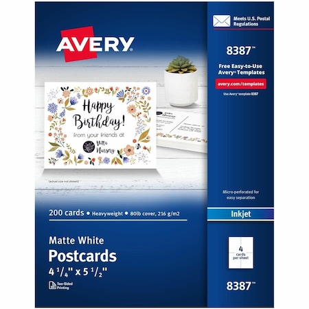 Avery Postcards, Matte, 2-Sided Printin, PK200 8387