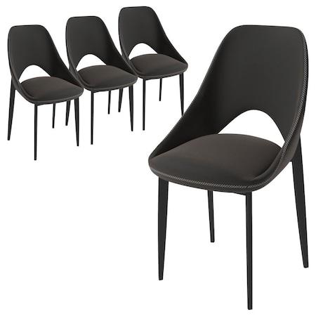 Leisuremod Amalfi Collection Fabric Modern Dining Chair in Charcoal, 4PK AC48CH4
