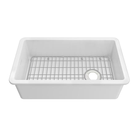 Whitehaus Collection Undermount/Drop-in Fireclay Kitchen Sinks, Stainless Steel Grid Included WHUF3119
