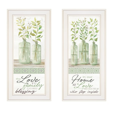 Homeroots Set Of Two Home and Family White Framed Print Wall Art, 2PK 406058