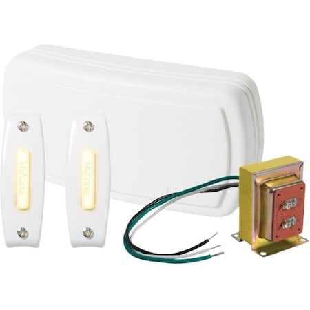 Broan-Nutone Doorbell, 2 Lighted Pushbutton, 1 Transformer BK125LWH