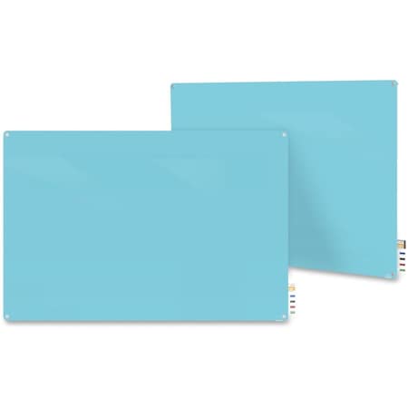 Ghent Dry Erase Board, Glass, 36 in, 48 in, No Frame Frame, Blue, Gloss HMYRM34BE