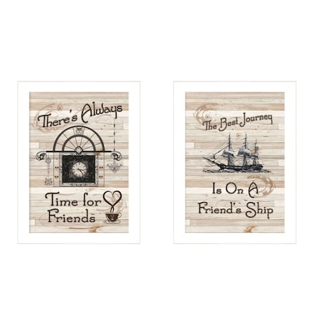 Set Of Two Friendship Journey 3 White Framed Print Kitchen Wall Art, 2PK