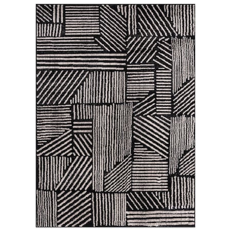 World Rug Gallery Contemporary Boho Stripes Non Shedding Soft Area Rug 9 ft x 12 ft Black 396BLACK8X12