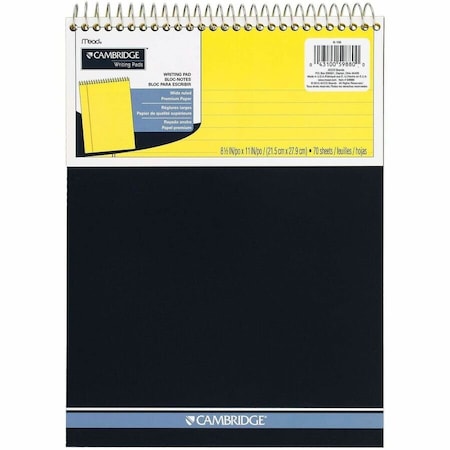 Mead Cambridge 8-7/8 x 11-3/4" Canary Wirebound Legal Pad, 70 Pg MEA59880