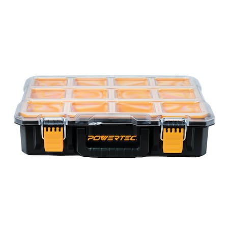 Powertec Small Parts Tool Box 1PK - 10 Compartments, IP65 Water, Stackable & Interlocking, Removable 72365