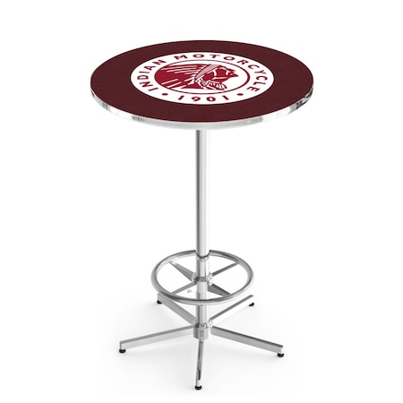 Holland Bar Stool Co 42" Chrome Indian Motorcycle Pub Table, 36" dia. Top L216C4236Indn-HD