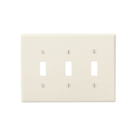 Leviton Switch Wallplate, Midway Size, Gang 3, Light Almond 80511-T