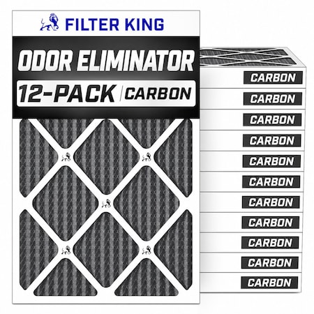 Filter King 20x25x4 Air Filter, MERV 8 Carbon, Standard Capacity, Actual Size: 19.5x24.5x3.75 FK20X25X4-CO-12