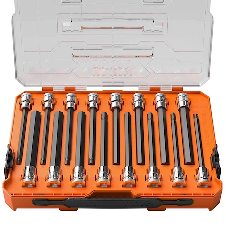 Klein Tools Long Hex Bit Socket Set, SAE and Metric, 16-Piece 652216HEXL