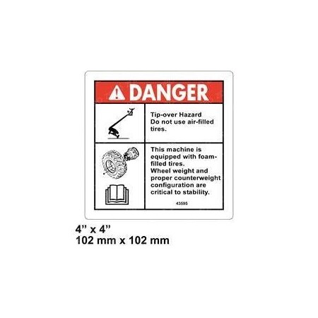 Genie REPLACEMENT DECAL, DANGER TIP-OVER TIRES 43595