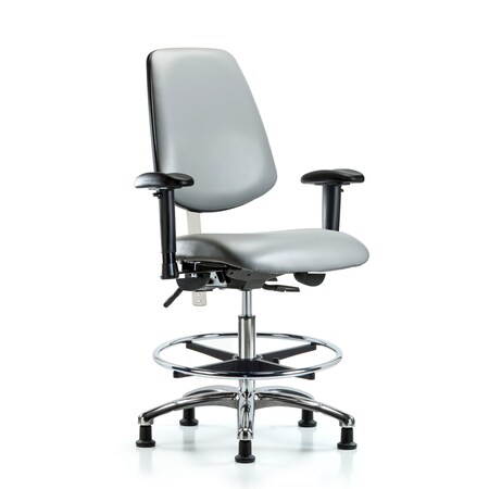 Blue Ridge Ergonomics Vinyl Clean Room Chair, Adjustable Arms BR-NCR-VMBCH-MB-CR-T1-A1-CF-RG-8840