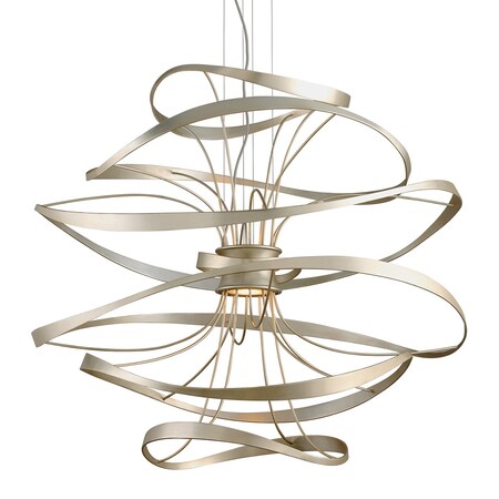 Corbett Lighting Calligraphy 2 Light Chandelier 42 In. Silver Leaf 213-44-SL/SS