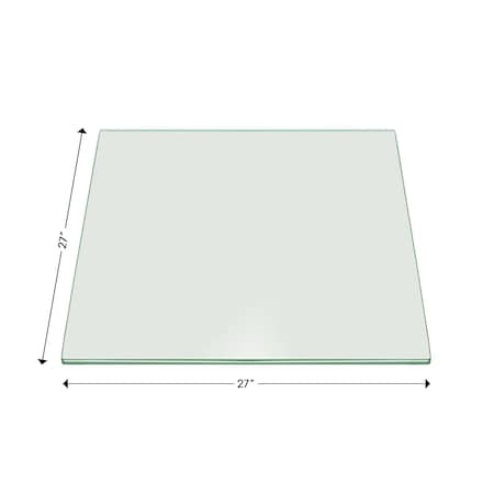 Fab Glass And Mirror 27in. Clear Square Glass Table Top 3/8in. Thick Pencil Polish Tempered Touch Corners 27SQR10THPETE