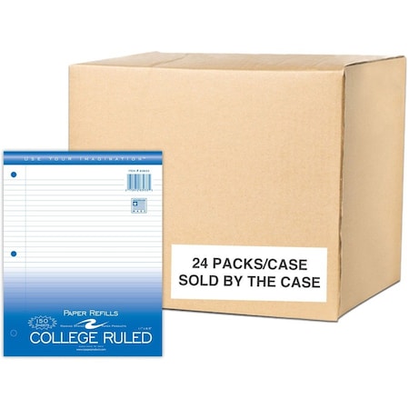 Roaring Spring Case of Loose Leaf Paper, 150 sht/pk, 8"x11", College Ruled Filler Paper w/Margin, 3-hole Punched 83933cs