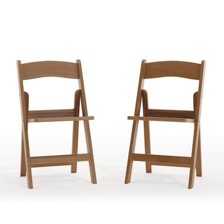 Flash Furniture HERCULES 2 Pk Commercial Chestnut Indoor/Outdoor Lightweight Resin Folding Event Chair w/ Slat Seat 2-LE-L-1-CHSNT-SLAT-GG