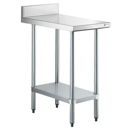 Steel Works Worktable 30"X12"X34"H 18GA 304S/S top shelf with 2" rear edge up SWWTS-3012-2R-318