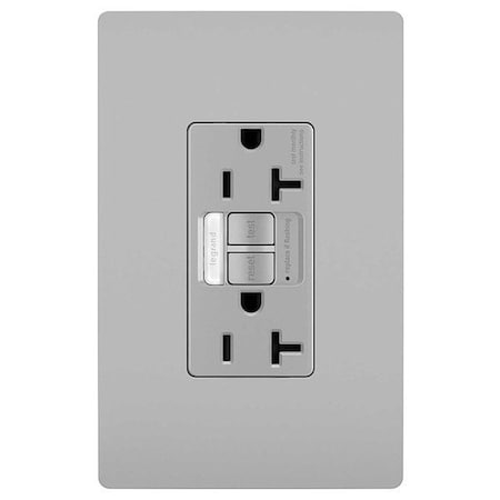 Legrand GFCI-USB, 20 A, 125V AC, Gray, Plastic 2097NTLTRGRY