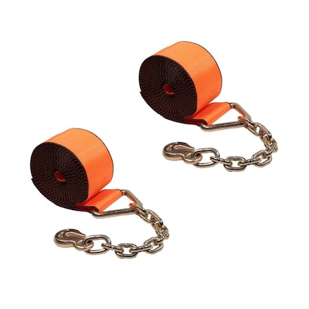 Mytee Products 4 inx30 ft Winch Strap w/ Chain Anchor - 6670 lbs High Abrasion Tie Down Strap, 2PK WS430ACx2
