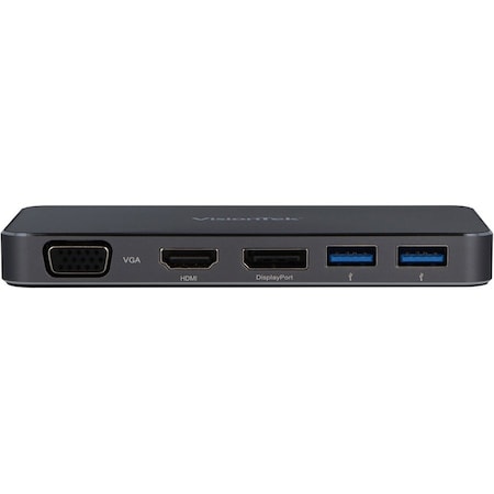Visiontek Products VT200 USB-C PORTABLE HUB - DUAL DISPLAY DP/HDMI/VGA, 100W POWER PASSTHROUGH 2X 901226
